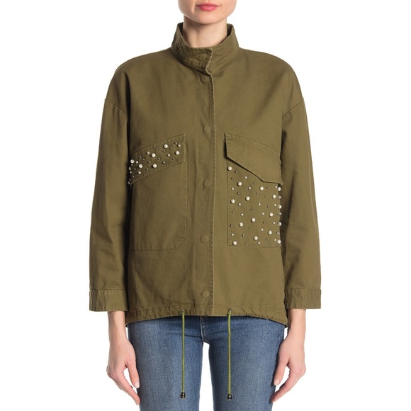 Lea & Viola Pearl Detail Camo Jacket - Picture 2 of 7